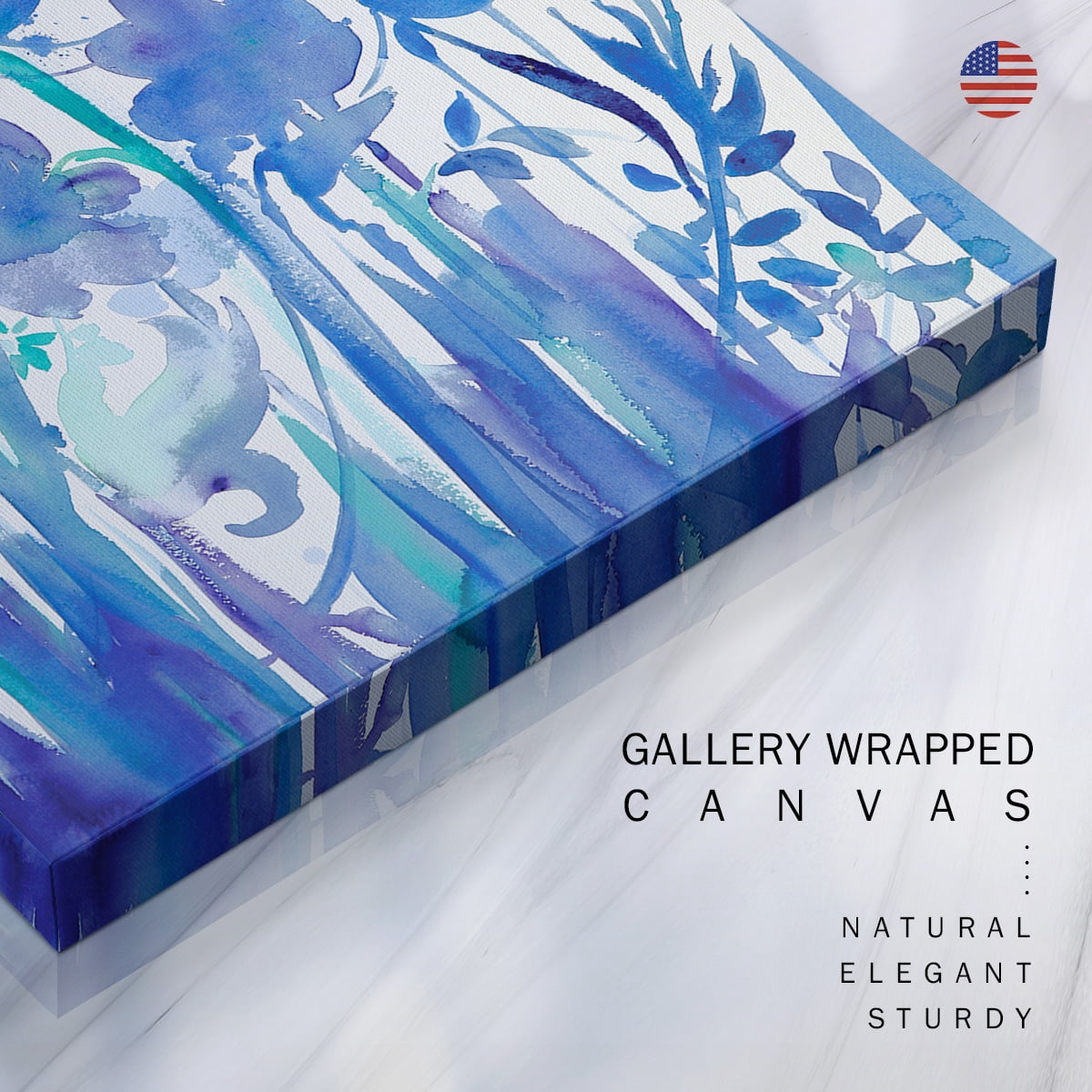 Bedroom Wall décor Blue Flower Wall Art 4 Pieces Set, 32 x 32 inches Each, Modern Abstract Painting Canvas Prints Artwork for Home, Office, Cabin, Guest Room
