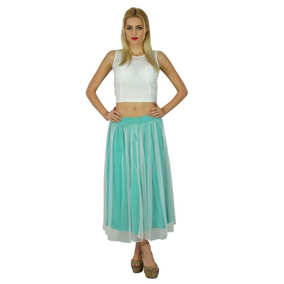 Bimba Women Pouf Lined Net Elastic Waist Skirt Chic Boho Clothing