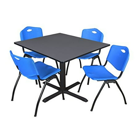 UPC: 0843532019764 | Regency Cain Square Breakroom Table with 4 Stackable M Chairs