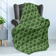thumbnail image 4 of Banana Leaf Soft Flannel Fleece Throw Blanket, Overlapping Windmill Palm Trees and Leaves Pattern, Cozy Plush for Indoor and Outdoor Use, 50" x 60", Pale Yellow Jade Green, by Ambesonne, 4 of 5