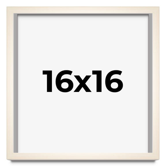 16x16 Shadow Box Cream of Wheat White Washed Display Frame | 0.875 Inches Deep Solid Wood Shadowbox