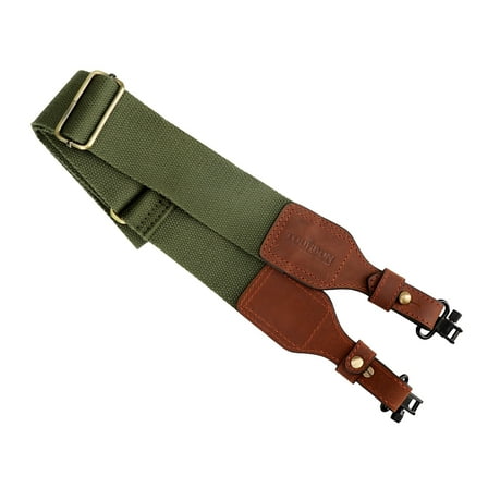 TOURBON Webbing Leather Gun Sling Shoulder Strap with swivels Non-slip Adjustable Green