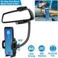 thumbnail image 1 of Car Rearview Mirror Phone Holder- Car Phone Mount- Phone Bracket  Phone Stand with 360° Swivel and Adjustable Clips   Smartphone Cradle, 1 of 8