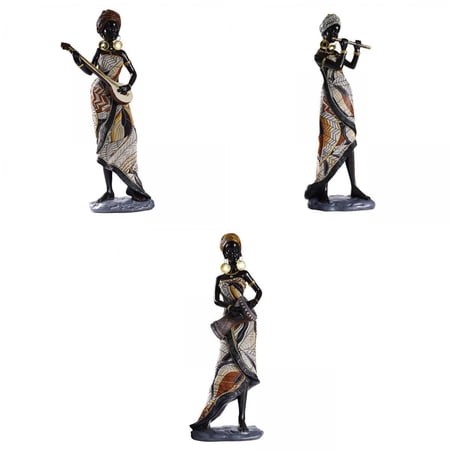 Exquisite African Lady Figurine Resin Tribal Women Sculpture Tabletop