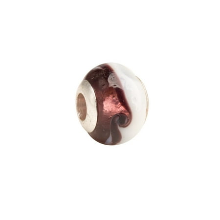 - Dark Red Copper And White Divided Large Hole Beads Murano Lampwork European Glass Crystal Charms Beads Spacers Fit Pandora Troll Chamilia Carlo Biagi Zable Snake Chain Charm Bracelets 11x14mm 4pcs