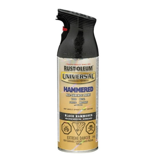 Peinture tous-surfaces fini martelé Rust-Oleum Universal en noir