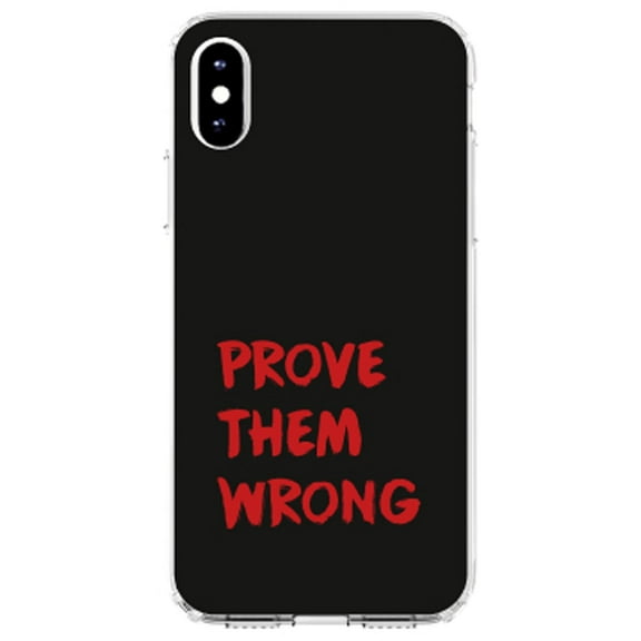 DistinctInk Clear Shockproof Hybrid Case for iPhone X / XS (5.8" Screen) - TPU Bumper, Acrylic Back, Tempered Glass Screen Protector - Prove Them Wrong - Black & Red