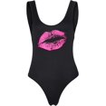 thumbnail image 1 of Le Fish Costumes pour Femmes des Années 80 Lèvres Imprimées Néon Rétro Col Rond Justaucorps Simple Couche Bl TP, 1 of 1