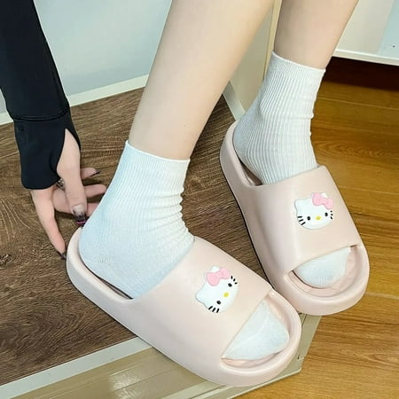 

Sanrio Hello Kitty Cute Slippers Women Home Anti Slip Summer Thick Sole Outdoor Slippers Y2k Girl Cartoon Korean Fashion Shoes