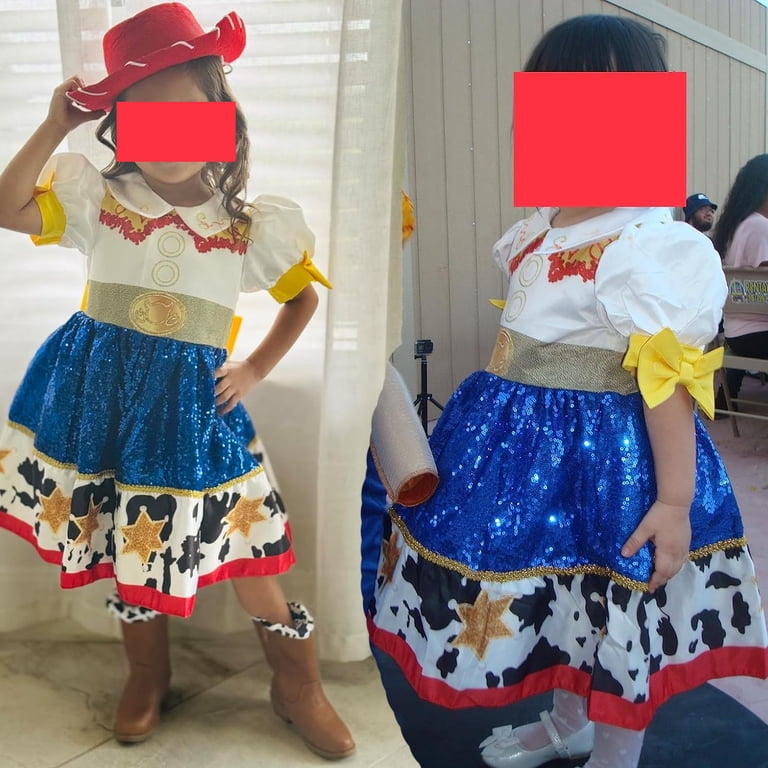 Girls Cowgirl Princess Costume Dress With Sequins – Cute Western Outfit For Halloween & Dress-Up