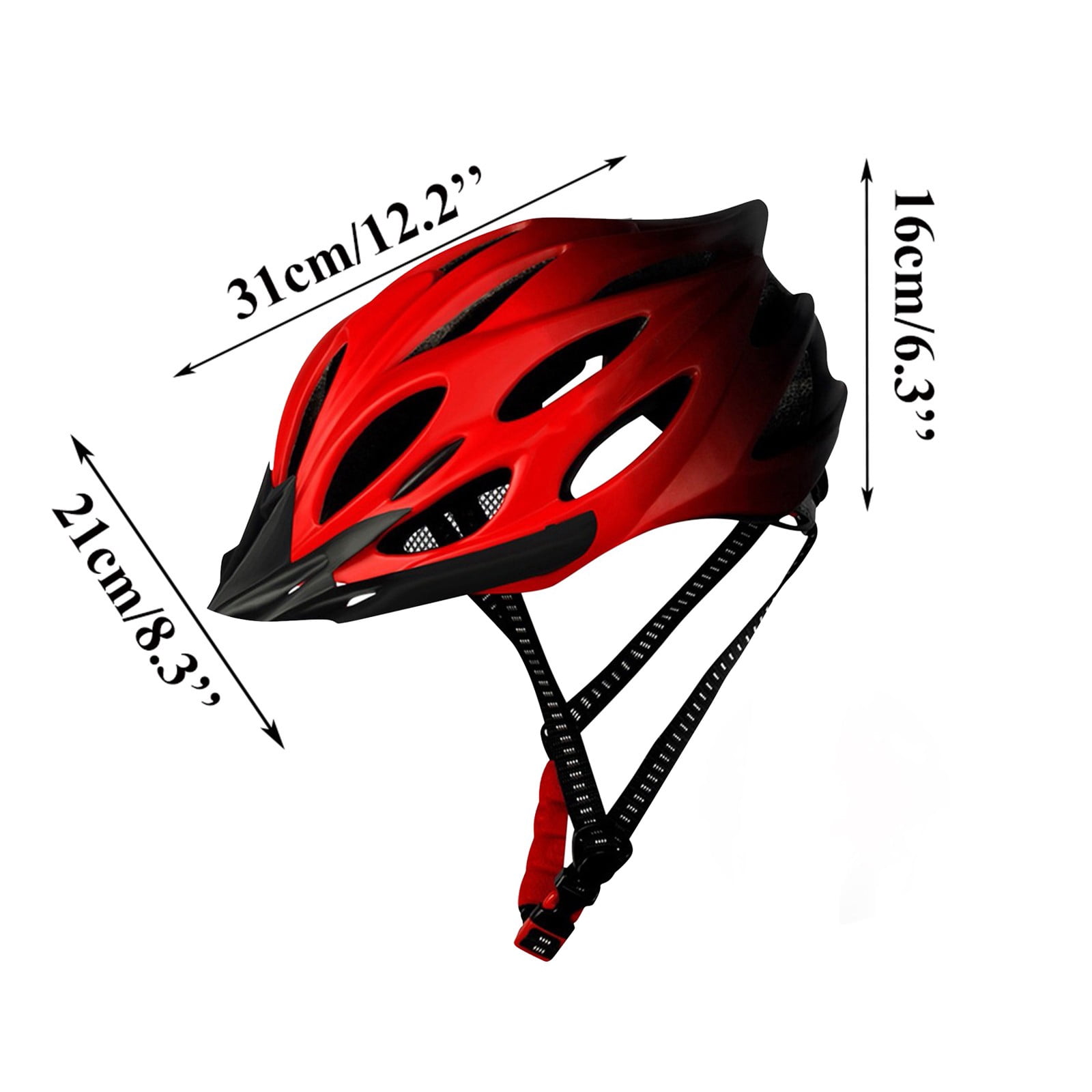 Bike Helmet With Led Light Breathable Bicycle Helmets With Adjustable Hat Rope For Outdoor Riding(Red-31X21X16Cm)