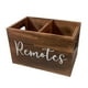 thumbnail image 3 of Organizador de escritorio para control remoto, caja de almacenamiento multimedia de madera con 2 ranuras, control remoto Marrón, 3 of 9