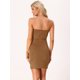 thumbnail image 4 of Vestido de Gamuza Sintética para Mujer Mini Vestido de Tubo sin Tirantes con Decoración de Cordones Vestido de Cintura Alta marrón S, 4 of 5