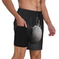 thumbnail image 2 of Rateoe Astronaut Sitting On Mercury Planet Pattern Men’s Swim Shorts with Compression Liner – Double-Layered Quick-Dry Swimwear, Comfortable & Stretchy Beach Shorts-Large, 2 of 6
