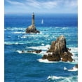 thumbnail image 3 of Lighthouse Duvet Cover Set, Daytime Lighthouse Wavy Ocean View and Clear Sky Rocky Islands Sailboat, Decorative 2 Piece Bedding Set with 1 Pillow Shams, Twin Size, Blue Grey White, by Ambesonne, 3 of 3