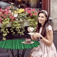 thumbnail image 4 of Elastic Fitted Round Tablecloth, Retro Green Waterproof Stretch Table Cover for 36"-44" Tables, Vintage Rustic Plants Trees Lines Pattern Washable Outdoor Tablecloths for Patio, Picnic, Camping, 4 of 9