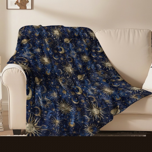 Gold & Navy, variant on Flannel Fleece Throw Blanket Bed Blanket, Lightweight Cozy Plush Blanket for Sofa Couch,30"X40"