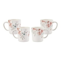 Bico Spring Sakura 18 oz Ceramic Coffee Mug with Handle Set, Set of 4, Microwave & Dishwasher Safe, for Tea, Water, Hot Drinks