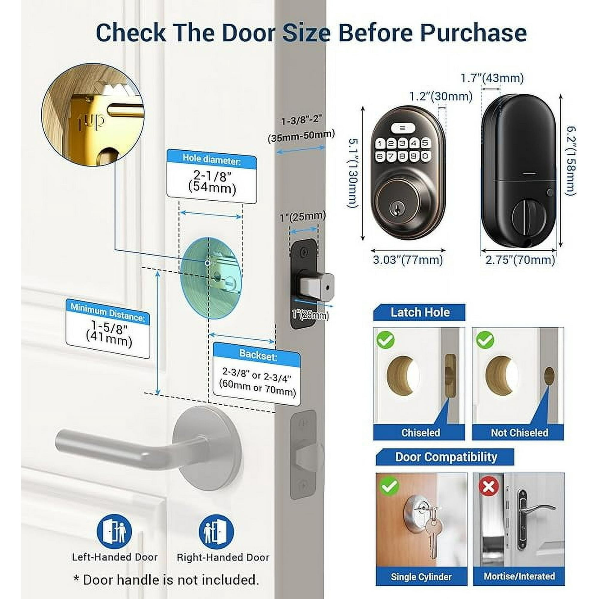 VEISE Keyless Entry Electronic Door Lock, Oil Rubbed Bronze photo 4
