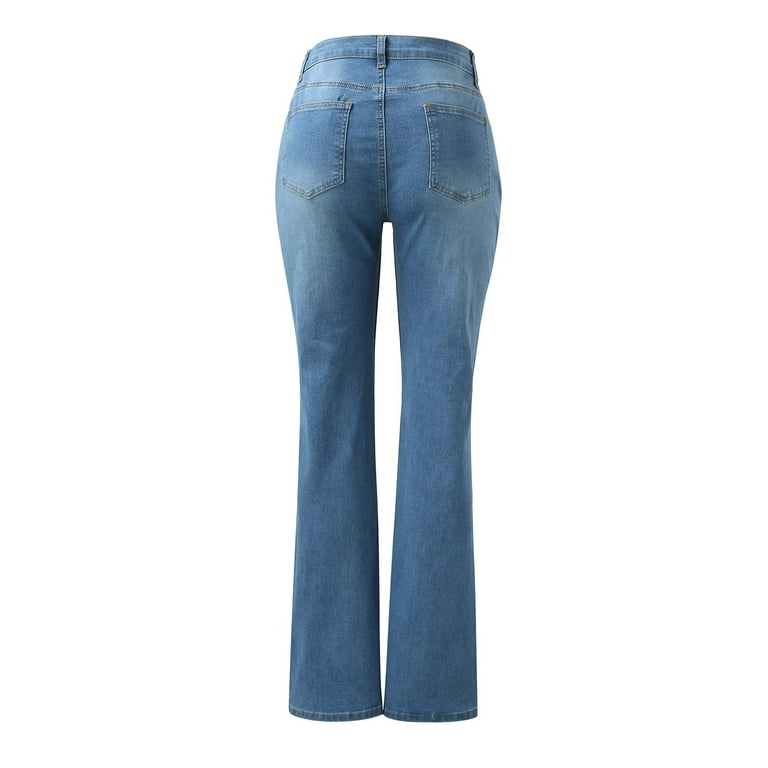 Womens Skinny Jeans Casual Mid Waist Pants Trousers Pockets Classic Denim  Jeans Women's Jeans Light Blue XL