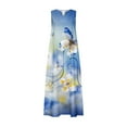 thumbnail image 5 of SMihono Robe Maxi Bohème d'Été pour Femmes Grande Taille Mode d'Été Imprimée Col en V Sans Manches Robe à Enfiler avec Poches Robe de Plage, 5 of 5