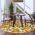 thumbnail image 3 of Round Rug 7Ft Washable Non-Slip, Green Orange Circle Area Rugs for Living Room Bedroom, Summer Botanical Leaves Watercolor Checkered Indoor Floor Mats Carpet Runner for Home Decor Aesthetic, 3 of 8