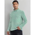 thumbnail image 2 of DARING DIVA Men's Striped Turtleneck Long Sleeves Pullover Stripes T-Shirt S Green White, 2 of 6