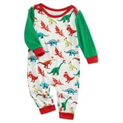 Okbabeha Christmas Family Pajamas Set, Dinosaur Print Tops+Trousers/Romper