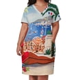 thumbnail image 2 of Vestido de fiesta colgante con bolsillo para mujer soltera de verano con estampado "Azur" y póster de viaje de 1955., 2 of 6