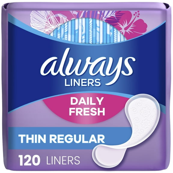 Always Daily Fresh Thin Liners, Regular, Unscented, 120 Count