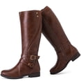 thumbnail image 1 of Botas hasta la rodilla Ruiee para mujer, piel sintética, color marrón, talla 8.5, 1 of 6