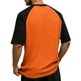 thumbnail image 4 of Hearthz Waffle Knit Henley Shirts for Men Raglan Short Sleeve Big and Tall Shirts for Men Moisture Wicking Color Block Athletic Shirts for Men with Pocket Orange XL, 4 of 6