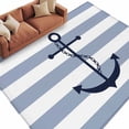 thumbnail image 2 of 5x7 Washable Area Rug, Nautical Anchor Non-Slip Large Rectangle Rug for Living Room Bedroom, Sky Blue and White Striped Indoor Floor Mat for Home Decor, 2 of 9