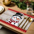 thumbnail image 4 of Christmas Placemats Set of 4, Cute Snowman Place Mats Red Buffalo Plaid Wood Grain Placemat Table Decoration for Kitchen Table Dinner Xmas Holiday Party Home Decor Indoor Outdoor 13x19 Inch, 4 of 9