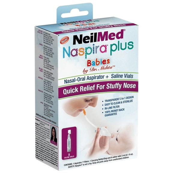 NeilMed Naspira Plus Nasal Aspirator for Babies and Toddlers - Gentle Mucus Removal