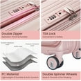 thumbnail image 3 of LuxyHoom Luggage 3 Piece Sets, Front Open Hardshell Luggage Sets, Expandable Carry On Suitcase Set with TSA Lock & Double Wheels, PC Lightweight 20" 24" 28" Luggage with PVC Cover , Pink, 3 of 7