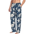 thumbnail image 2 of Uemuo Lilies Flowers Pattern Men's Wide Leg Palazzo Lounge Pants with Pockets Light Weight Loose Comfy Casual Pajama Pants-Large, 2 of 9
