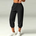 thumbnail image 5 of Wensltd Women's Capri Jogger Trousers Solid Elastic Waist Side Pockets Cropped Daily Wear, 5 of 8