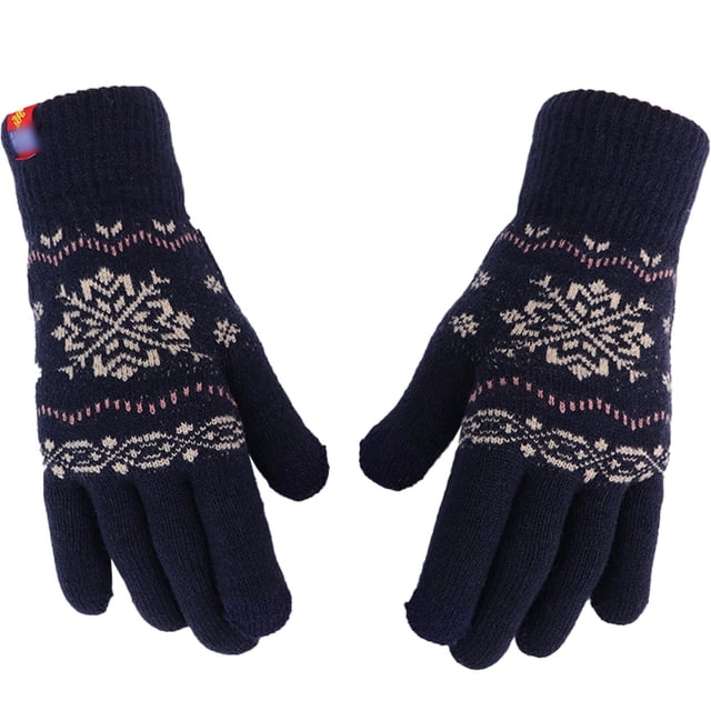 Guantes de invierno con pantalla táctil para mujer y niña, guantes de punto suaves y cálidos