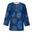 thumbnail image 5 of qucoqpe Womens Summer Tops Fashion Casual Bohemian Printed Crew Neck 3/4 Sleeve Tunic Blouses Loose Dressy Business Shirts, 5 of 5