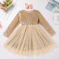 thumbnail image 2 of IDOPIP Toddler Baby Girls Velvet Tutu Tulle Dress Long Sleeve Xmas Wedding Party Fall Winter Dress, 2 of 9