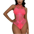 thumbnail image 2 of HUPOM Underwear for Women Mid Waist Pull-On Jumpsuit Sleep Jumpsuit on Clearance Hot Pink Size S, 2 of 8