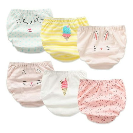 Gvdentm 2 Pack Kids Girls Cute Cartoon Soft Boxer Briefs Toddler Baby Underwear Hipster Panties White 120