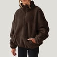 thumbnail image 2 of BRDFRL Pullover Womens Quarter Zip High Neck Fluffy Fleece Sherpa Sweaters Sweatshirt Winter Warm Fuzzy Top Coffee 2XL, 2 of 8
