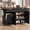 Black, variant on ROGALIS 60" Kitchen Island with Storage and Trash Can,Kitchen Island Cart with Drop Leaf and Wheels,Rolling Kitchen Island Cart on Wheels with Storage Cabinets & Drawers & Spice Racks,Black/Rustic