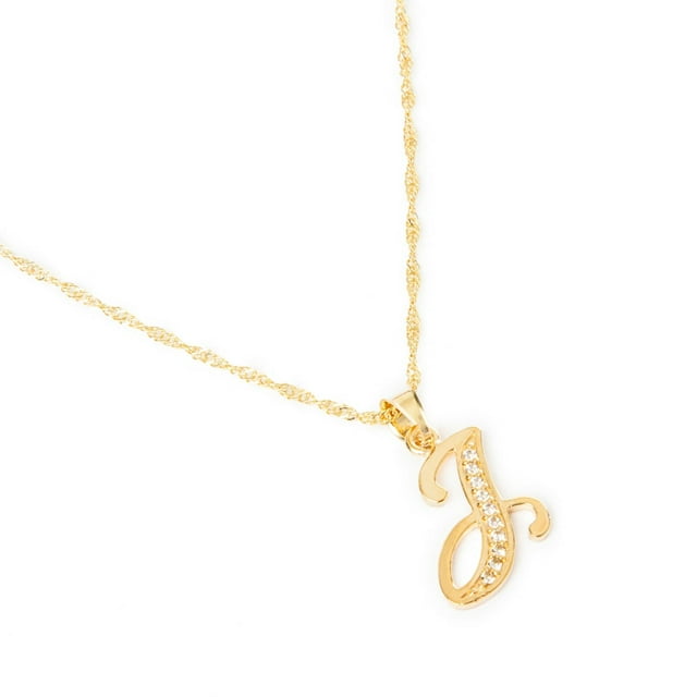 Dije Ametrinaa Inicial Letra J Zirconias Cadena Chapa Oro 18K MPDC0004-J