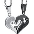 thumbnail image 1 of 2 piezas de collar para parejas, collar con colgante de acero inoxidable con forma de corazón y rompecabezas para hombres y mujeres, 1 of 4