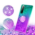 thumbnail image 3 of SOGA Phone Cover Compatible for Sony Xperia 10 II Liquid Floating Quicksand Case with Diamond Ring Stand for Magnetic Car Mount and Lanyard - Purple on Teal, 3 of 5