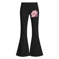 thumbnail image 4 of LRen Flare Pants for Girls Pink Ribbon Wide Leg School Uniform Pants Slim Fit Casual Preppy Dress School Uniform Clothes Tween Denim Pants Age 15-16 Years, 4 of 6