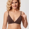 thumbnail image 2 of PMVFHDE Lightweight Padded Triangle Wireless Bra With Comfortable U Back Design For Everyday Wear Breathable Soft Blend Seamless Undershirts Outdoor Casual Daily Versatile All-Season Brown - XS, 2 of 5
